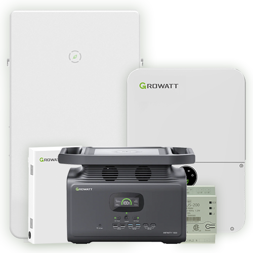 KIT XL de 11.4kW, Incluye 1 Inversor Hibrido Growatt 11.4kW, 1 Batería de Litio ARO HV de 9.9 kWh, 1 SYN-200 y Gratis una estación de energía portátil de 1.5kWh