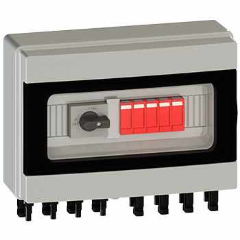 Caja combinadora MERZ, 2 MPPT, 4 Entradas, 4 Salidas, 20A, 1005VDC con supresor y conectores MC4