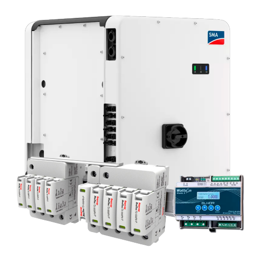Kit SMA con 1 inversor STP62-US-41, con protecciones AC y DC, y 1 medidor Elkor